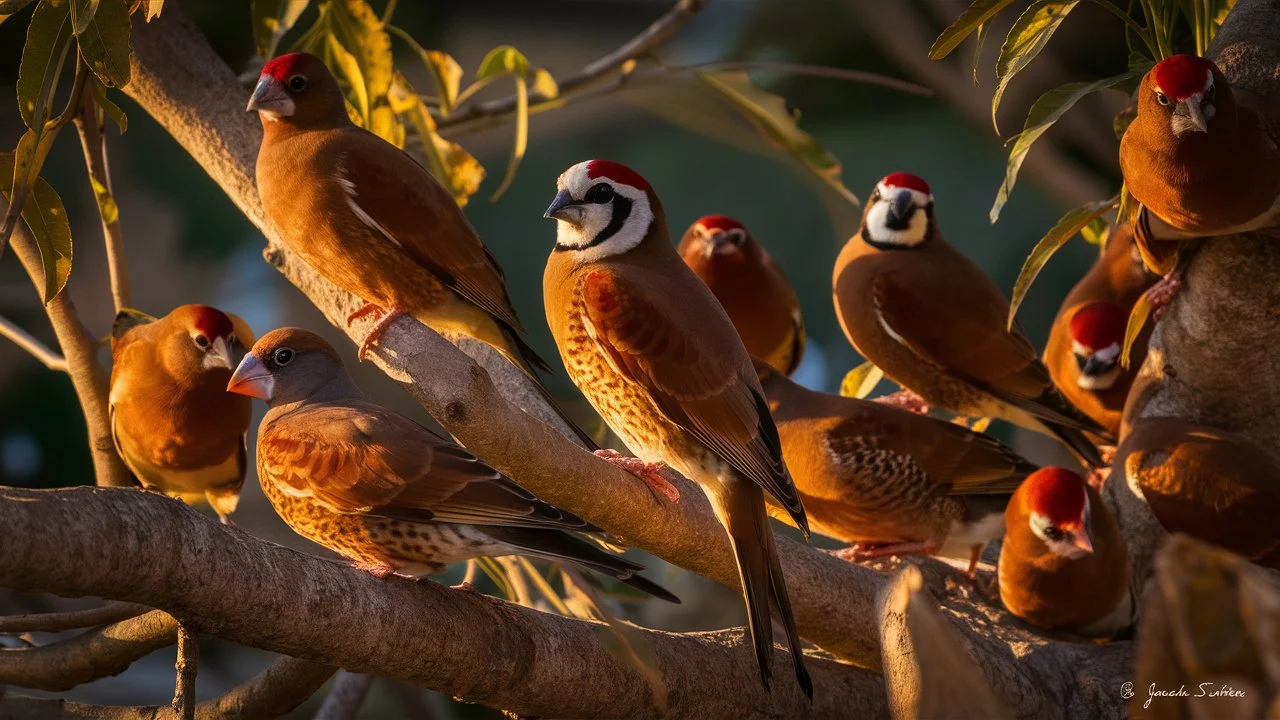 Brown Birds With Red Heads